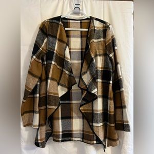 Brown plaid cardigan. Never worn.